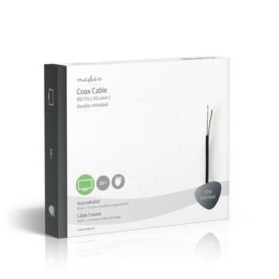 Coaxkabel | RG174 | 25,0 m | Zwart