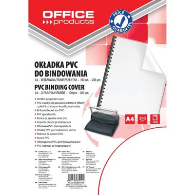OFFICE products omslagen, A4, PVC, 200 micron, pak van 100 stuks, transparant