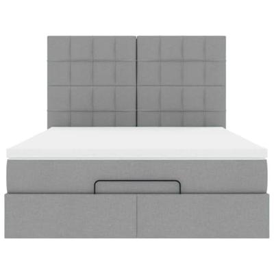Ottoman bed met matras 140x190cm stof lichtgrijs