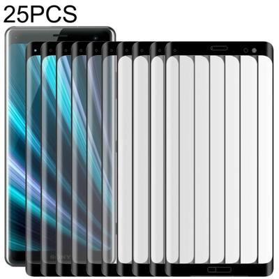 25 stuks voor Sony Xperia XZ3 0.3 mm 9H oppervlaktehardheid 3D gebogen rand volledig scherm gehard glas film (zwart)
