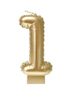 Folie Ballon Kaarsje Cijfer &apos;1&apos; Goud - thumbnail