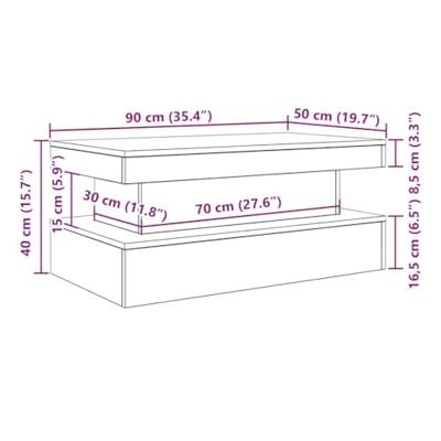 Salontafel met LED-verlichting 90x50x40 cm zwart eiken