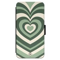 iPhone 14 flipcase - Hart swirl groen - thumbnail