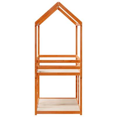 Stapelbed met dak massief grenenhout wasbruin 90x190 cm