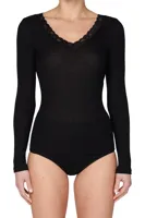 Dames wollen shirt lange mouw V-hals - Warm Merino wollen thermo ondergoed vrouwen - thumbnail