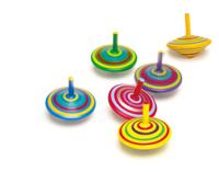 Small Foot houten tol met strepen, 6st. - thumbnail