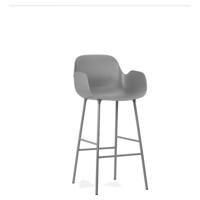 Normann Copenhagen Form barkruk H75 met armleuning Grey vierpoot staal - thumbnail