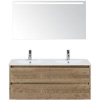 Dante Badmeubelset 120 cm - Natuur Eiken - Keramische Wastafel Wit Enjoy met Sence Spiegel - thumbnail