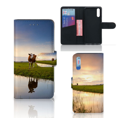 Huawei P20 Telefoonhoesje met Pasjes Koe Huawei P20 Telefoonhoesje met Pasjes Koe