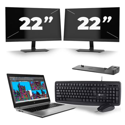 HP ZBook 15 G5 - Intel Core i7-8e Generatie - 15 inch - 16GB RAM - 256GB SSD - Windows 11 + 2x 22 inch Monitor