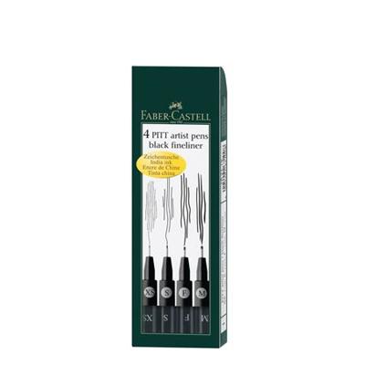 Faber Castell Tekenstift Pitt Artist Pen - etui 4 stuks - zwart