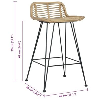 Barstoelen 2 st natuurlijk rattan Barstoelen 2 st natuurlijk rattan