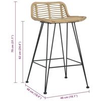 Barstoelen 2 st natuurlijk rattan - thumbnail