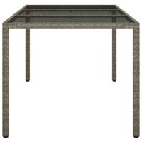 Tuintafel 150x90x75 cm gehard glas en poly rattan grijs - thumbnail