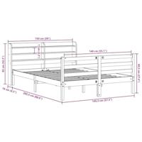 Bedframe met hoofdbord massief grenenhout wit 140x200 cm - thumbnail