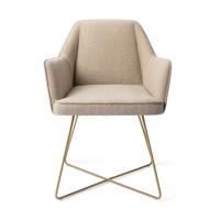 Jesper Home Tome eetkamerstoel Great Greige cross gold - thumbnail