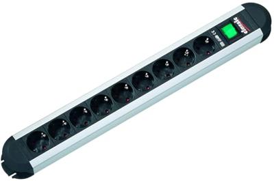 Bachmann 330.072 Stekkerdoos met schakelaar Aluminium, Zwart Randaarde stekker 1 stuk(s)