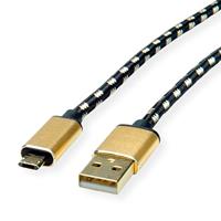 ROLINE GOLD USB 2.0 Kabel, USB A Male - Micro USB B Male, 0,8 m - thumbnail