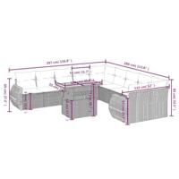11-delige Loungeset met kussens poly rattan grijs - thumbnail