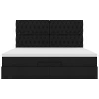 Ottoman bed met matras 160x200cm stof zwart - thumbnail