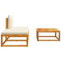 3-delige Loungeset met kussens massief acaciahout - thumbnail