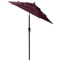 VidaXL Parasol 3-laags met aluminium paal 2 m bordeauxrood - thumbnail