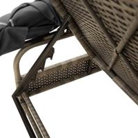 Ligbedden 2 st met luifels en tafel poly rattan grijs - thumbnail