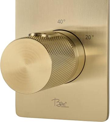 Ben Engraved Cross Slim inbouw regendoucheset Ø25cm met muuraansluiting geborsteld messing pvd-coating