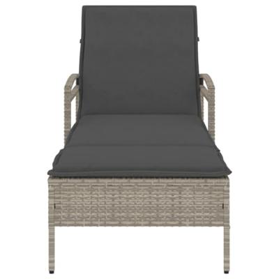 Ligbed met kussen 63x200x81 cm poly rattan lichtgrijs - thumbnail