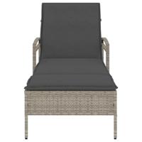 Ligbed met kussen 63x200x81 cm poly rattan lichtgrijs - thumbnail