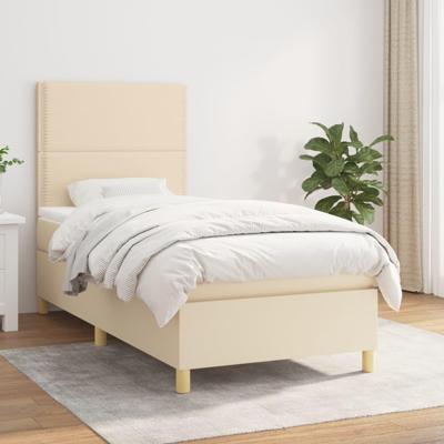 Boxspring met matras stof crèmekleurig 100x200 cm