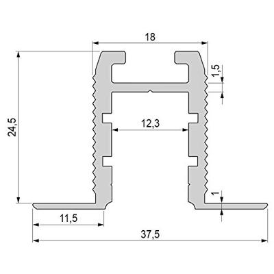 Deko Light 975475 ET-03-10 Droogbouwprofiel Aluminium (b x h x d) 37.50 x 25.50 x 2500 mm 2.50 m