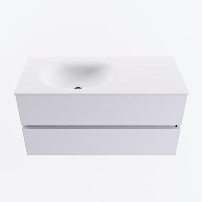 MONDIAZ VICA 100cm badmeubel onderkast Cale 2 lades. Wastafel MOON links 1 kraangat, kleur Talc.