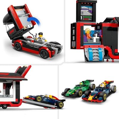 LEGO CITY F1 truck met RB20 en AMR24 F1 auto's 60445 - thumbnail
