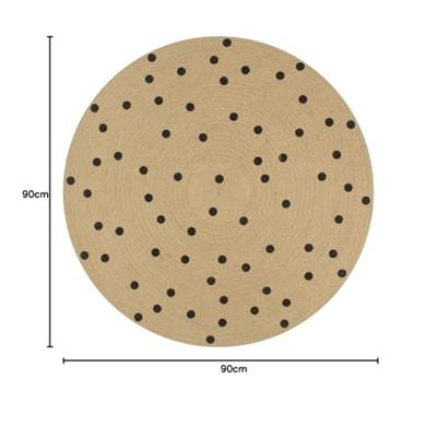 VidaXL Vloerkleed handgemaakt met print polkadot 90 cm jute