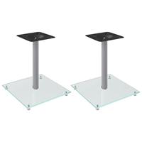VidaXL Luidsprekerstandaards 2 st 1 pijler gehard glas zilverkleurig - thumbnail