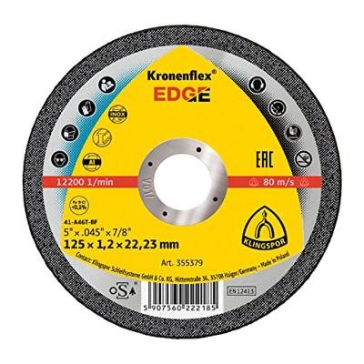 Klingspor EDGE Special 355379 Doorslijpschijf recht 125 mm 25 stuk(s) RVS, Staal, Aluminium Klingspor EDGE Special 355379 Doorslijpschijf recht 125 mm 25 stuk(s) RVS, Staal, Aluminium