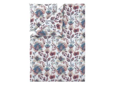 LIVARNO Satijnen dekbedovertrek 140 x 200 cm (Bloemen/wit)