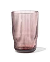 HEMA Longdrinkglas 340ml Bergen glas streep reliëf bordeauxrood (bordeauxrood) - thumbnail