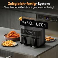 Profi Cook PC-FR 1295 H Airfryer 9 l 2700 W 2 gescheiden temperatuurregelaars Zwart, Inox - thumbnail