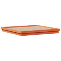 Bedframe met LED massief grenenhout wasbruin 200x200 cm - thumbnail
