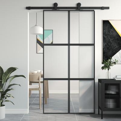 VidaXL Schuifdeur 102,5x205 cm gehard glas en aluminium zwart VidaXL Schuifdeur 102,5x205 cm gehard glas en aluminium zwart