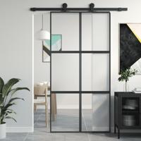 VidaXL Schuifdeur 102,5x205 cm gehard glas en aluminium zwart - thumbnail