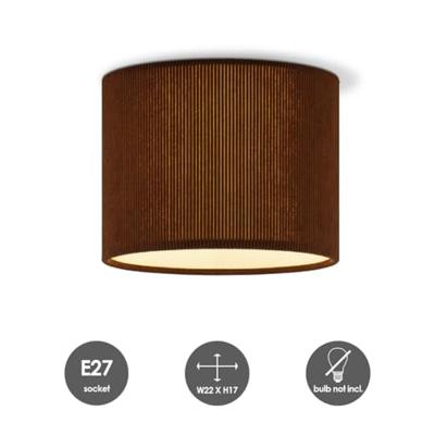 Corduroy Plafondlamp - Cilinder - Brown - Scandinavische stijl - ø22 x 17 cm - E27 Fitting - Geschikt voor Woonkamers en slaapkamers