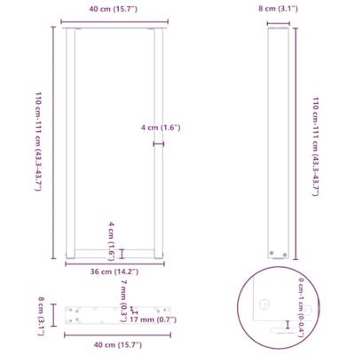 Bartafelpoten 2 st U-vormig 40x(110-111) cm staal antraciet