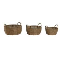 Plantenbakkenset Home ESPRIT Bruin Metaal Vezel Tropisch 34 x 33 x 15 cm - thumbnail