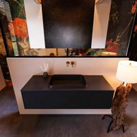 Badkamermeubelset Mondiaz Erin 120 cm met 1 Lade met RIDGE Wastafel Midden Urban Zonder Kraangaten Greeploos Mat Urban - thumbnail