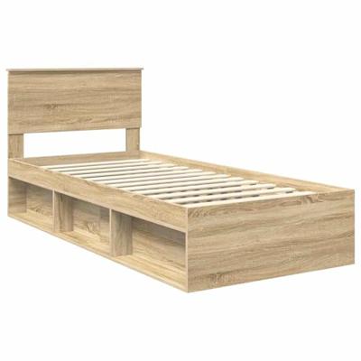 Bedframe met hoofdeinde Sonoma Eiken 75 x 190 cm Bewerkt hout