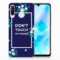 Huawei P30 Lite Silicone-hoesje Flowers Blue DTMP - thumbnail