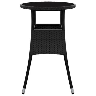 Tuintafel Ø60x75 cm gehard glas en poly rattan zwart - thumbnail